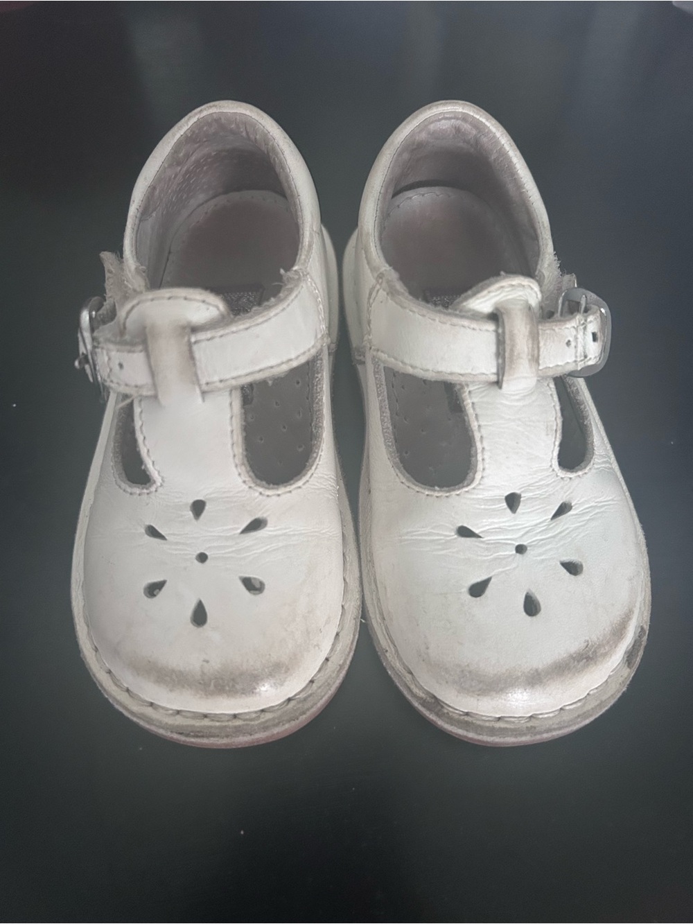 L'Amour White T-Strap Mary Jane Kids Shoes